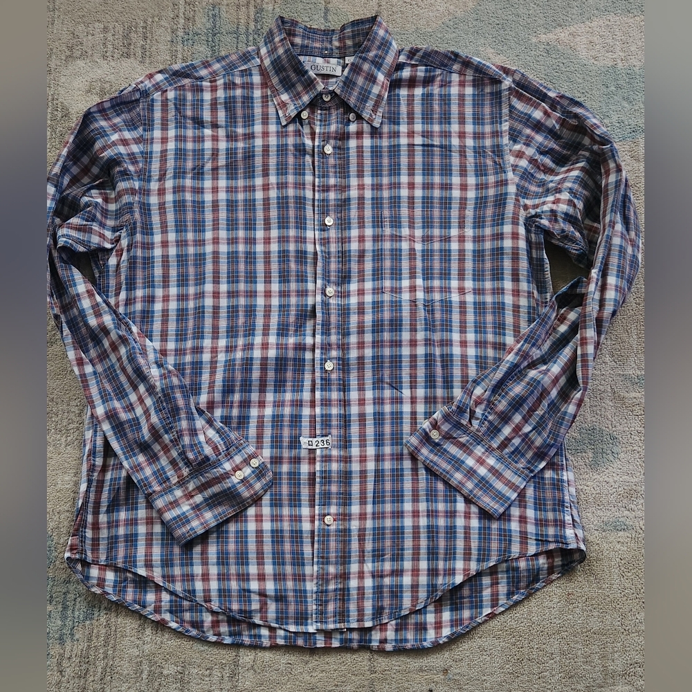 Gustin Plaid Button Down Shirt. Blue/Brown. Size XXL. Great Conditioned.